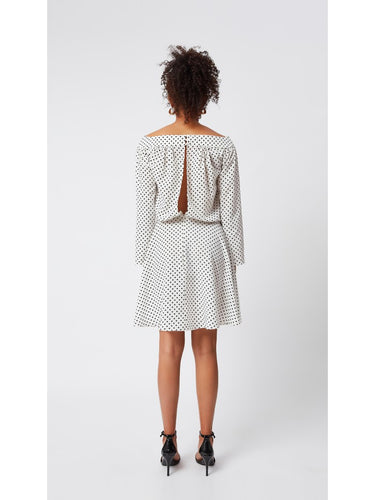 Boat Neck Polka Dot Dress