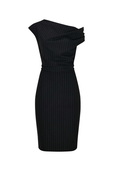 Degaje Kısa Kollu Çizgili Elbise