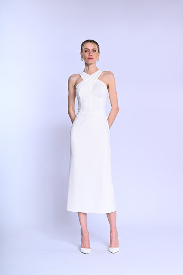 Çapraz Yaka Midi Elbise