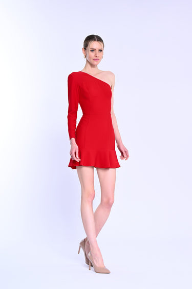 Tek Omuz Mini Elbise