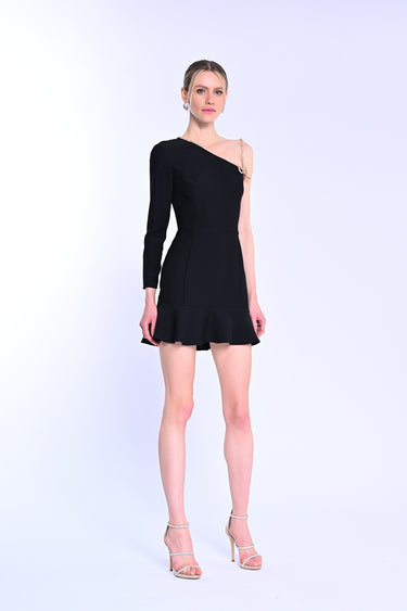 Tek Omuz Mini Elbise