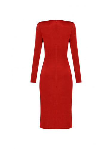 Düğüm Detaylı Midi Elbise