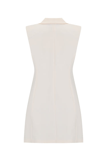 Ekru Kolsuz Ceket Elbise