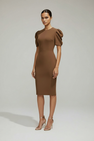 Pili Detaylı Fit Elbise