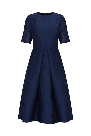 Lacivert Brokar Elbise