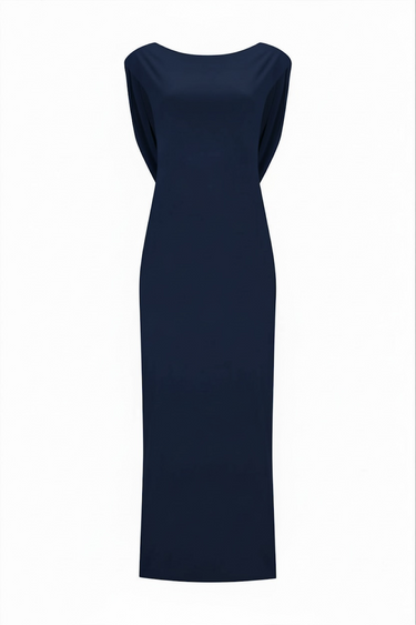 Sırtı Degaje Elbise / LACİVERT