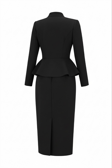 Fidan Şimşek Peplumlu Elbise / SİYAH