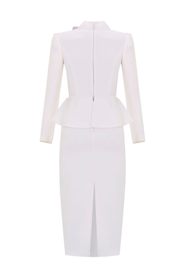 Fidan Şimşek Peplumlu Elbise / EKRU