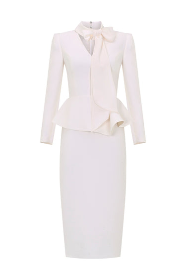 Fidan Şimşek Peplumlu Elbise / EKRU