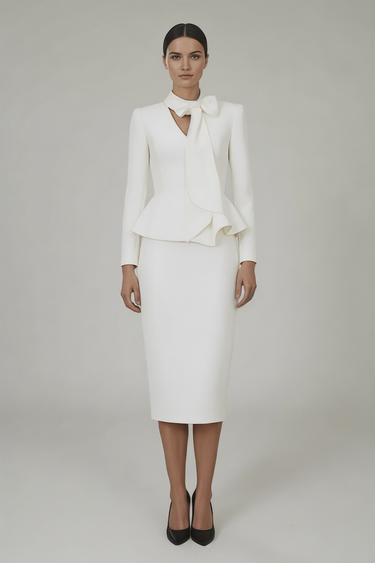 Fidan Şimşek Peplumlu Elbise / EKRU