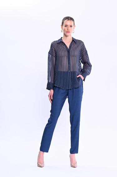 Transparan Çizgili Gömlek