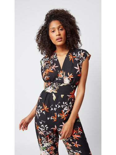 Çiçek Desenli Kolsuz Tulum