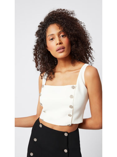 Ekru Önden Düğmeli Top