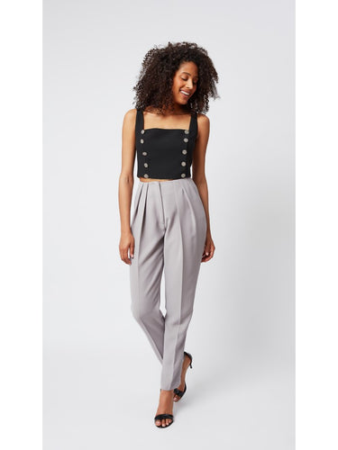 Siyah Önden Düğmeli Top