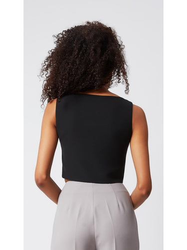 Siyah Önden Düğmeli Top