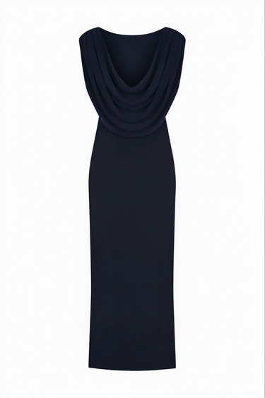 Sırtı Degaje Elbise / LACİVERT