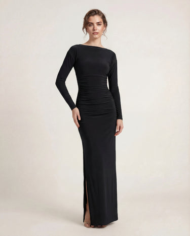 Boat Neck Evening Dress