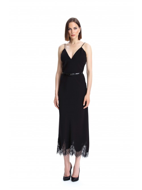 Black Dress with Lace Motifs