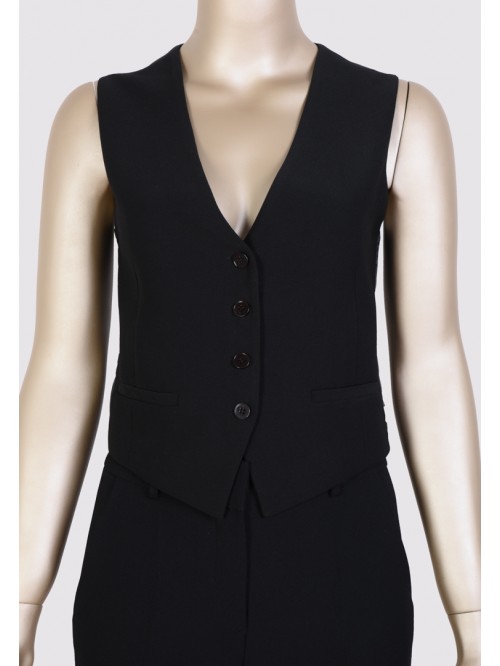 Black Button-Front Waistcoat