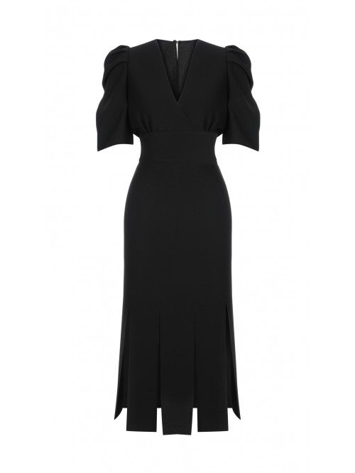 Black Double Breasted Collar Dress